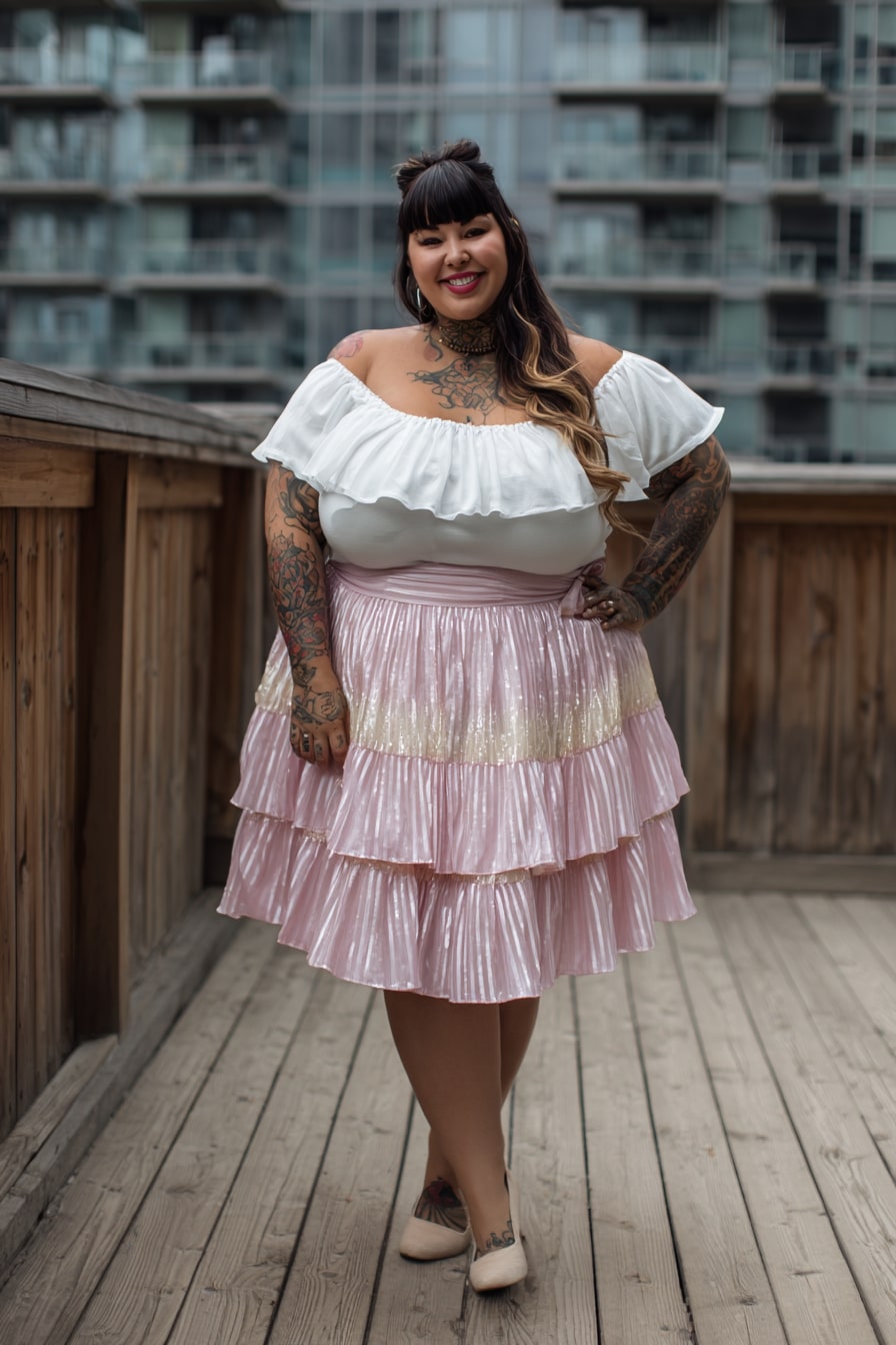 Black Tulle Skirt with Gold Baroque Jacket