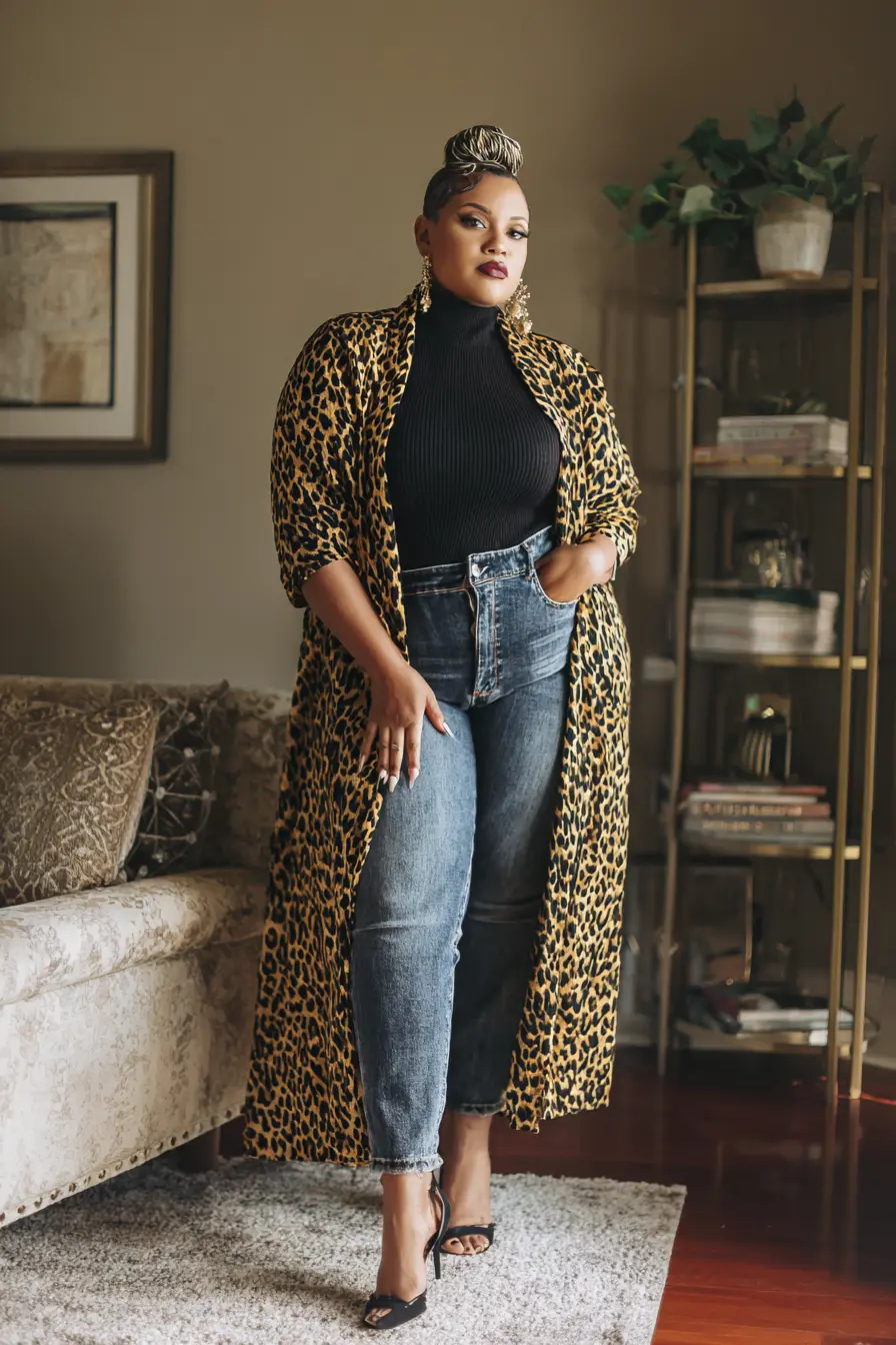 Leopard Duster + High-Rise Jeans