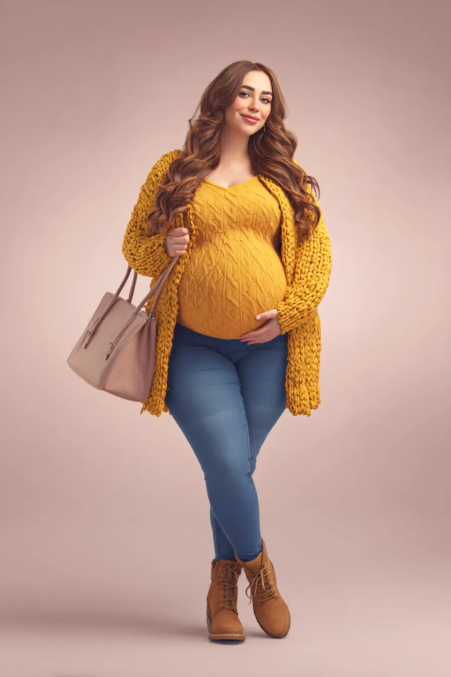 Chunky Cardigan + Bright Knit Sweater