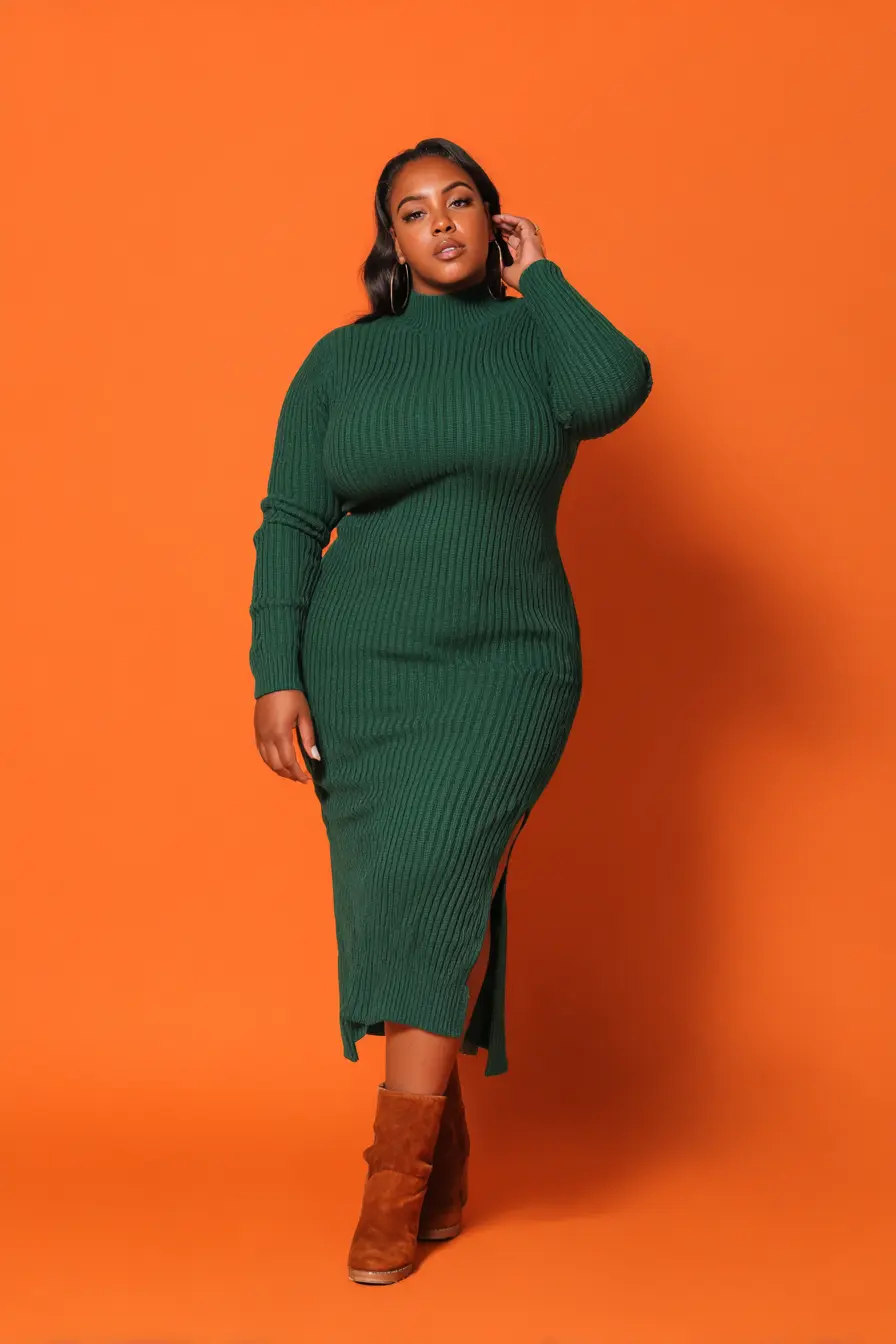 Ribbed Turtleneck Dress + Suede Ankle Boots