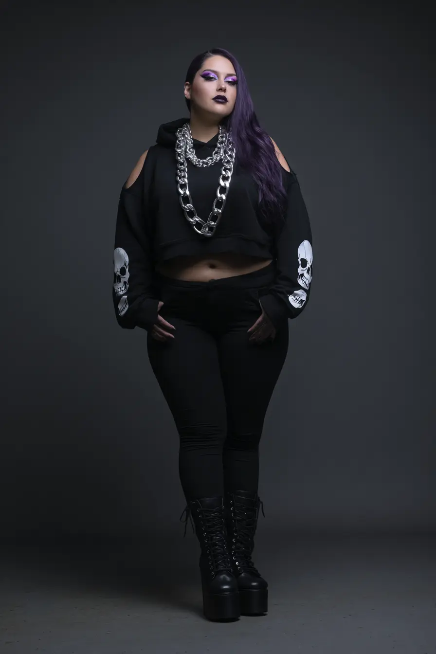 Cutout Skull Hoodie + Sleek Black Leggings