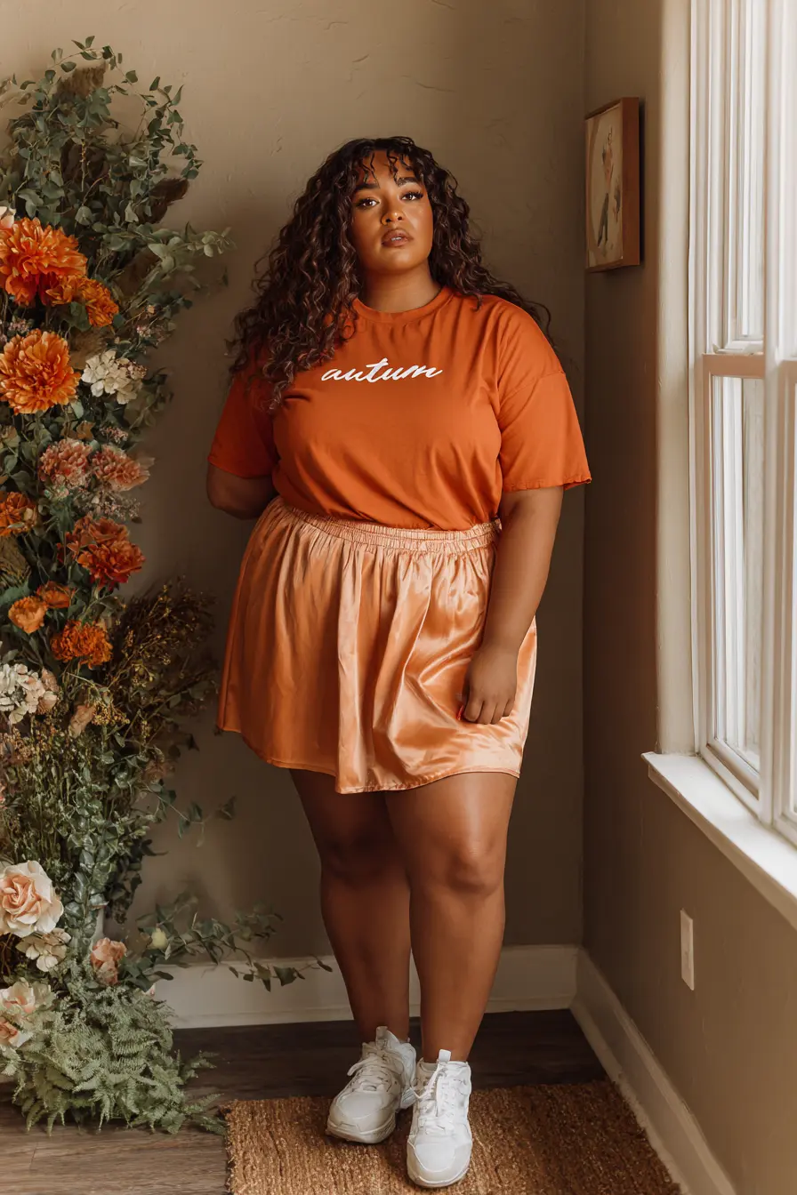 Graphic Tee + Satin Slip Skirt