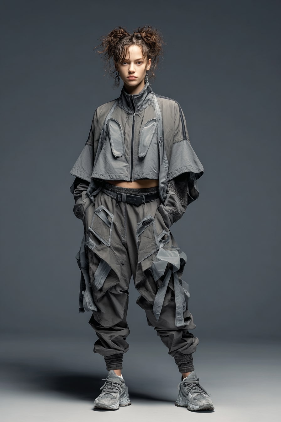 9. “Layered Drift”  Gender-Neutral Techwear Set
