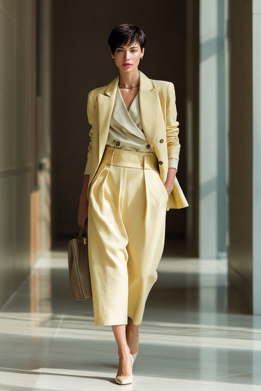Strategic Ease – The High-Waist Culotte Suit