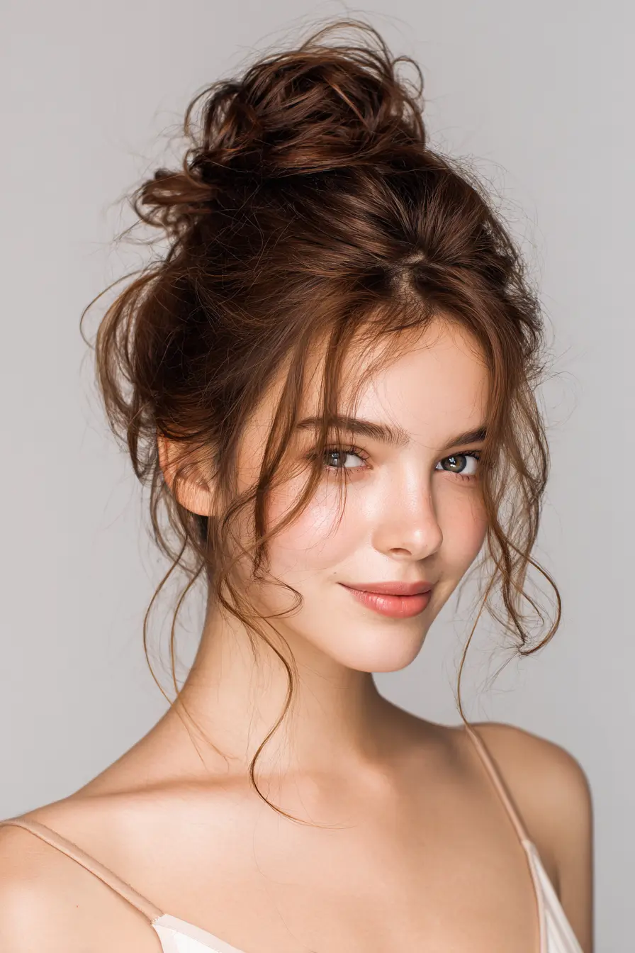 Textured Top Knot with Soft Front Veil