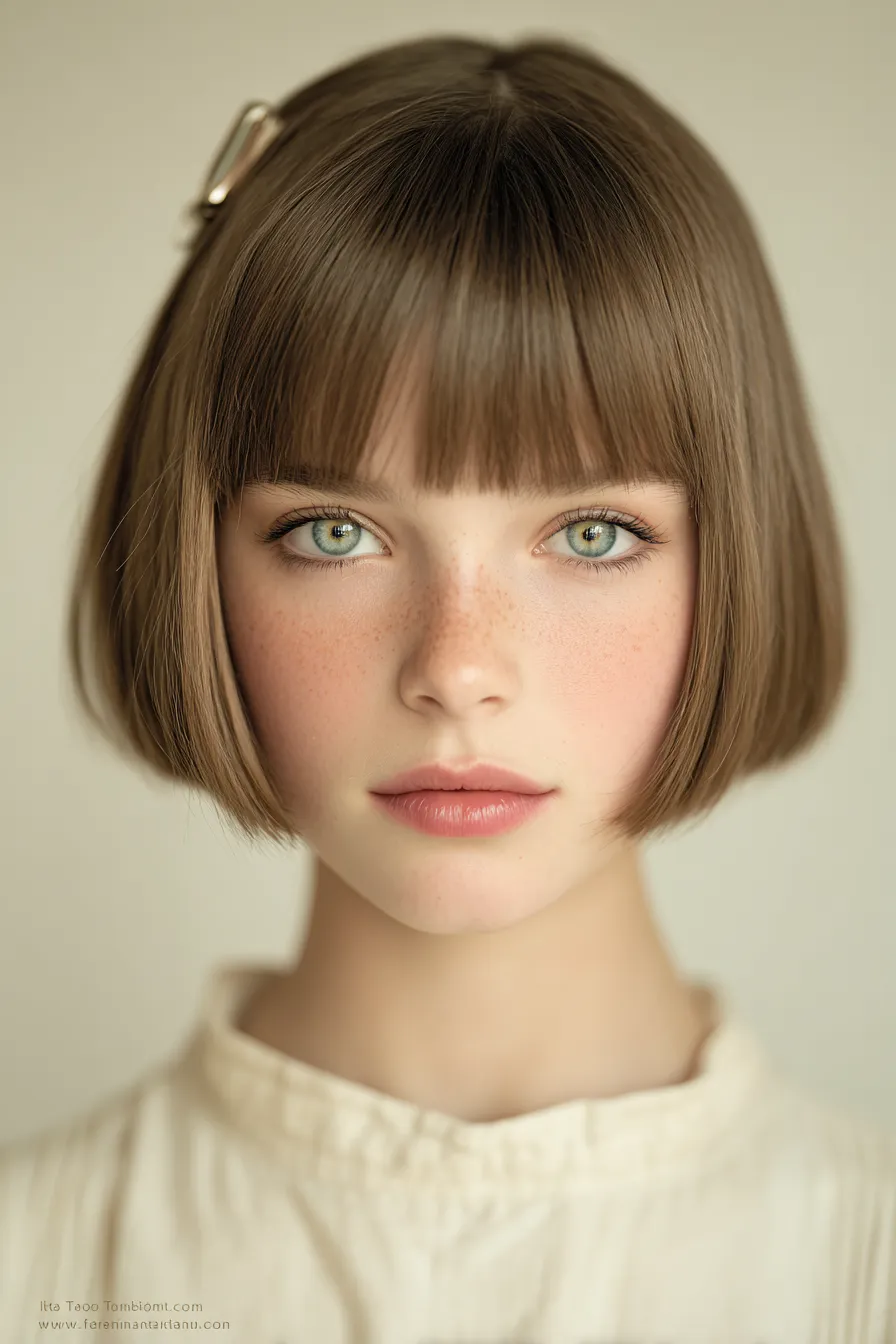 Classic Chin-Length Bob with Fringe