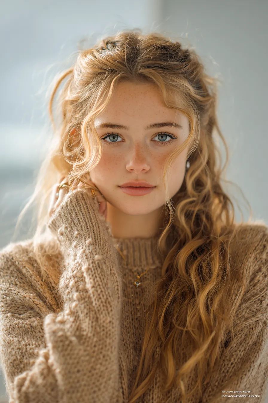 Soft Half-Up Beach Curls