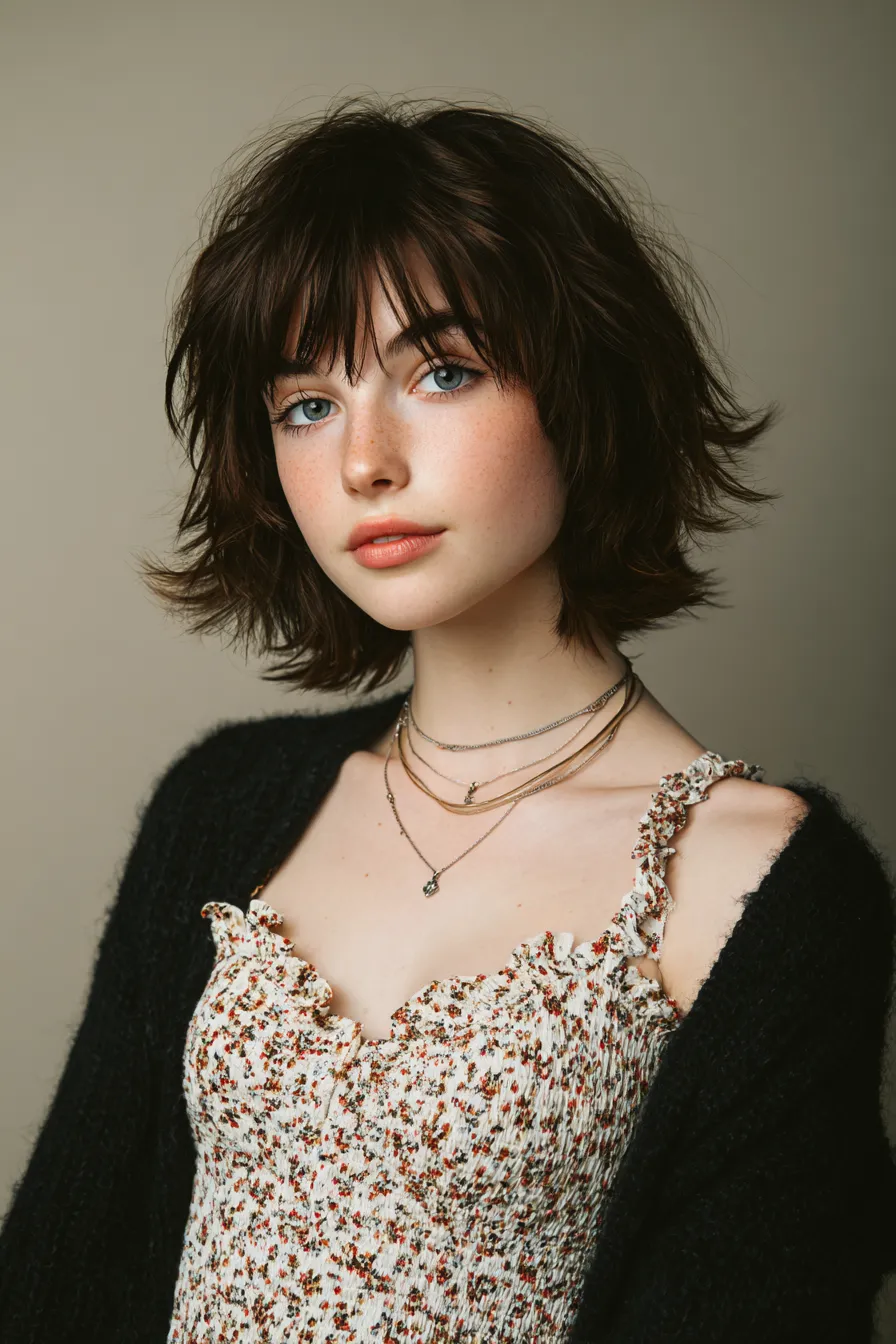 Wispy Short Shag with Soft Fringe
