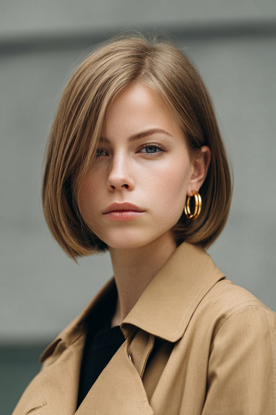 6. Blunt Bob with Middle Part “Structured Calm”