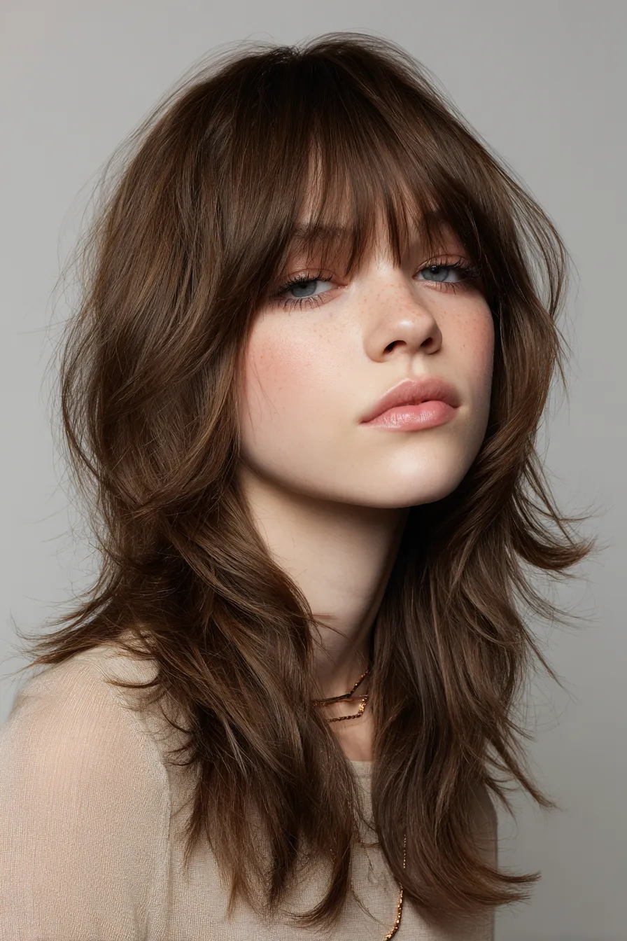 Textured Shag with Curtain Bangs