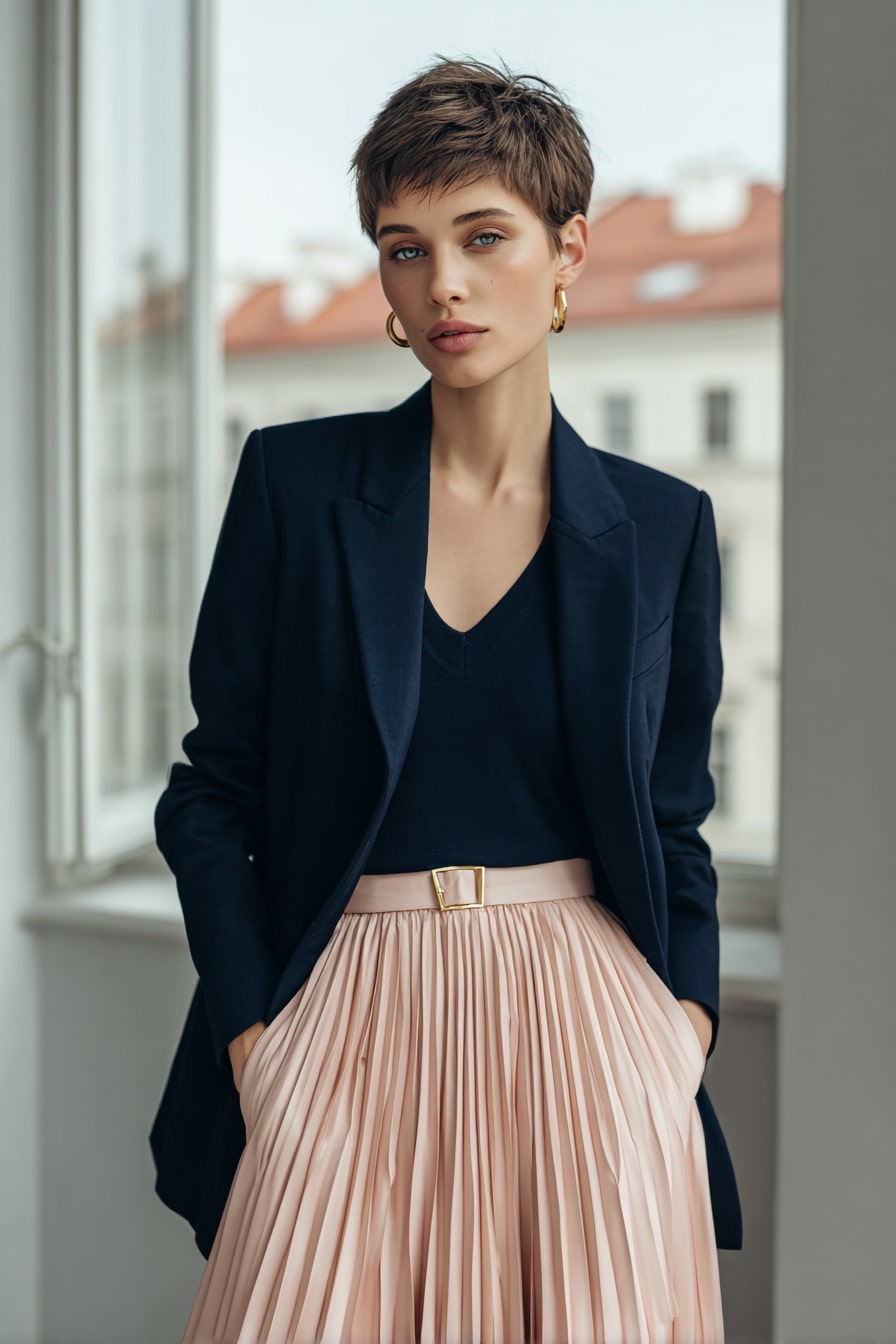 Metropolitan Flow – The Pleated Midi and Blazer Combo