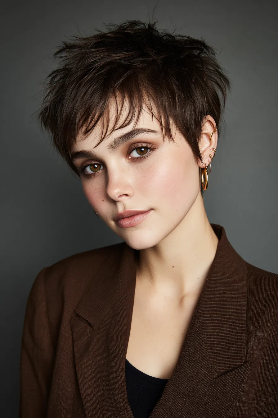 Textured Brunette Pixie