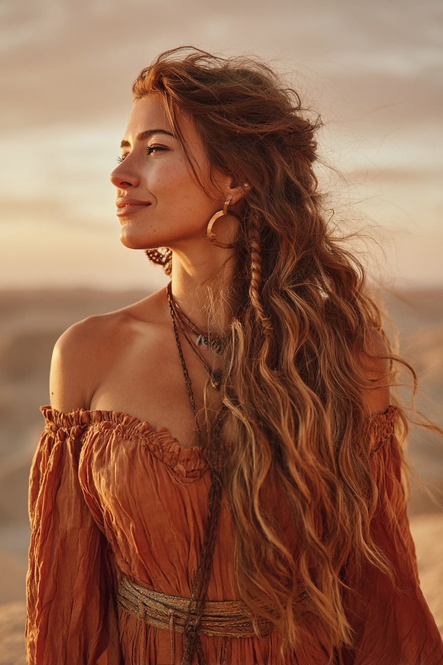9. Long Boho Waves Sunlit Nomad