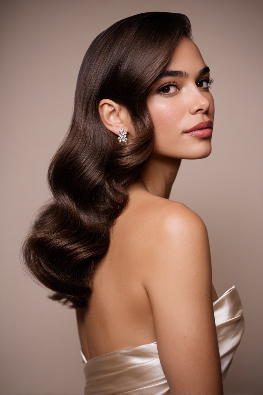 2. Sleek Hollywood Waves – Modern Glamour