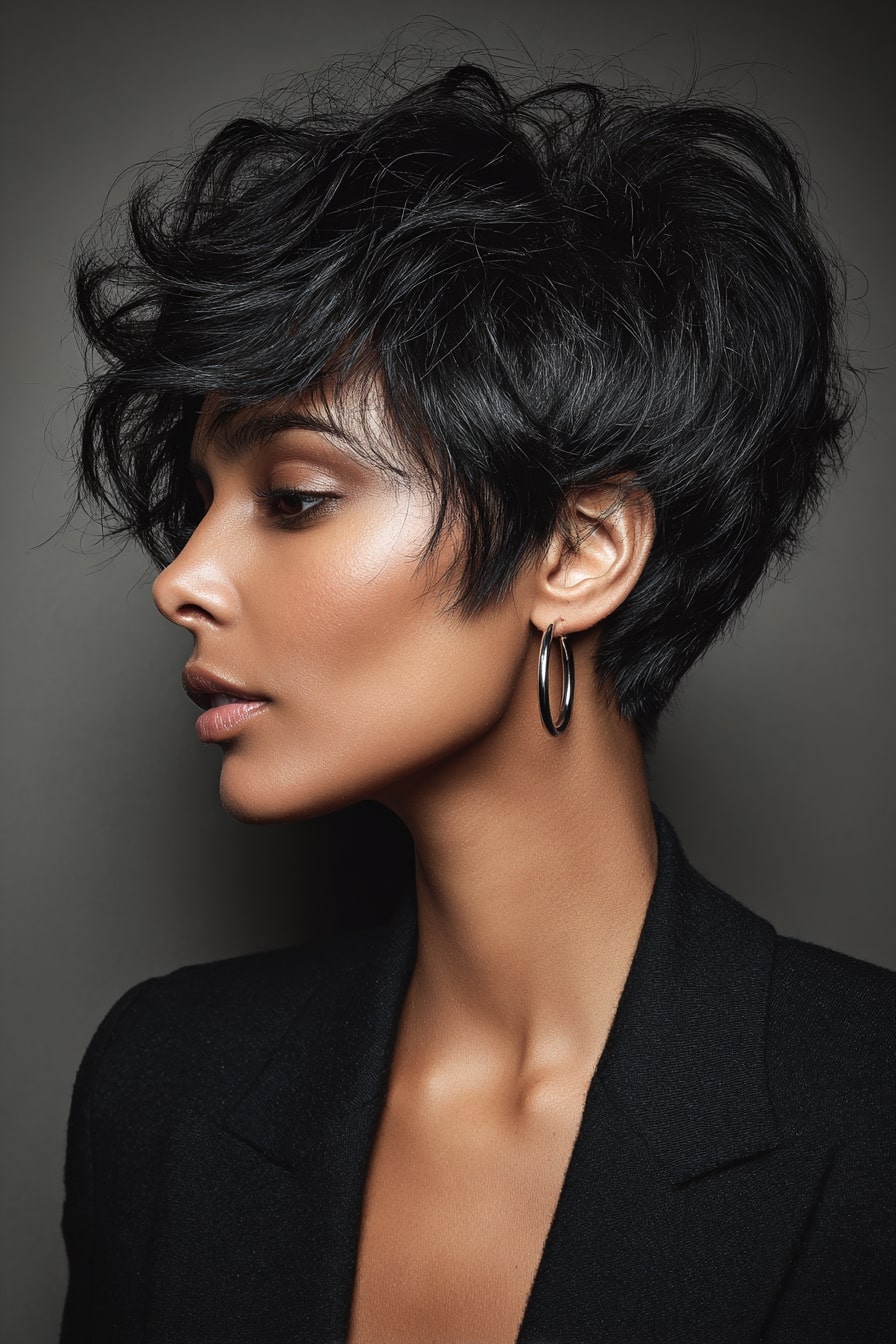 12. Voluminous Charcoal Bob-Pixie