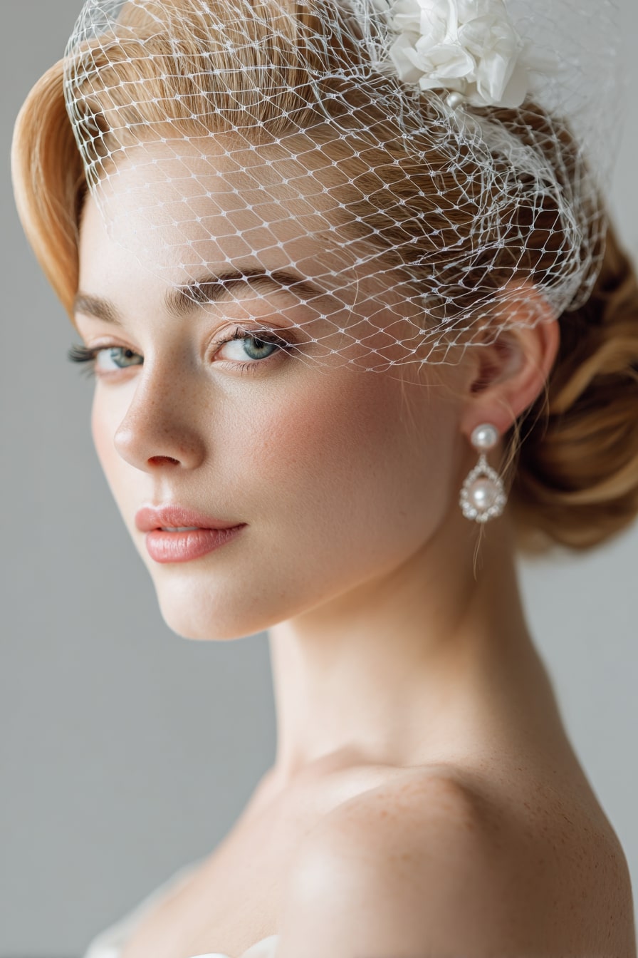 4. Vintage Roll and Veil – Retro Grace