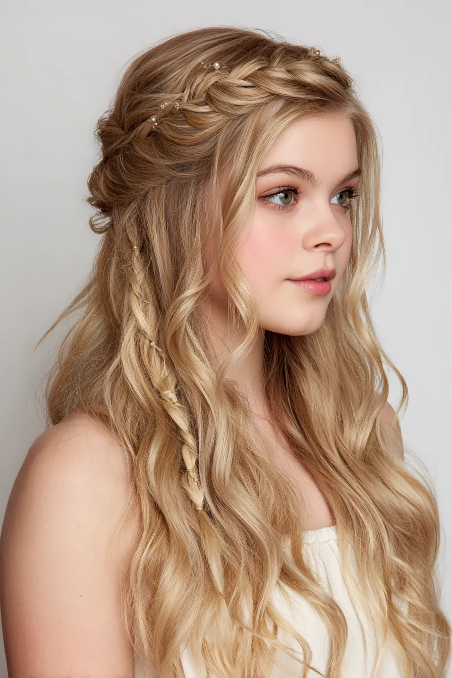 Braided Crown with Flowing Waves