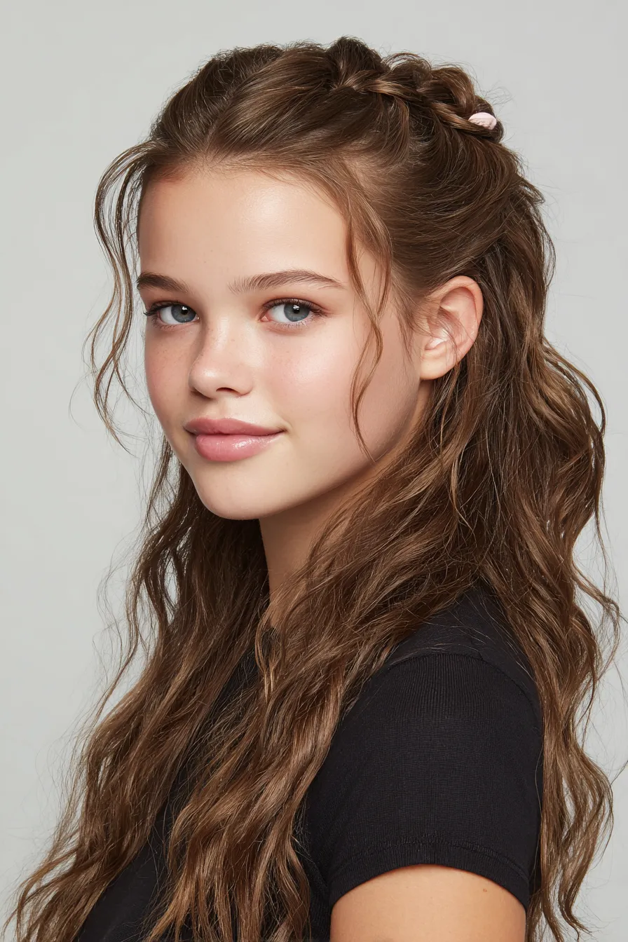 Loose Half-Up Mini Braid