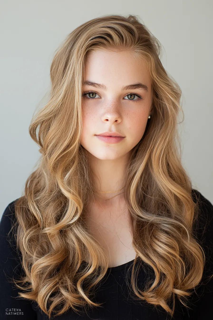 Soft Ribbon Curls with Side Sweep