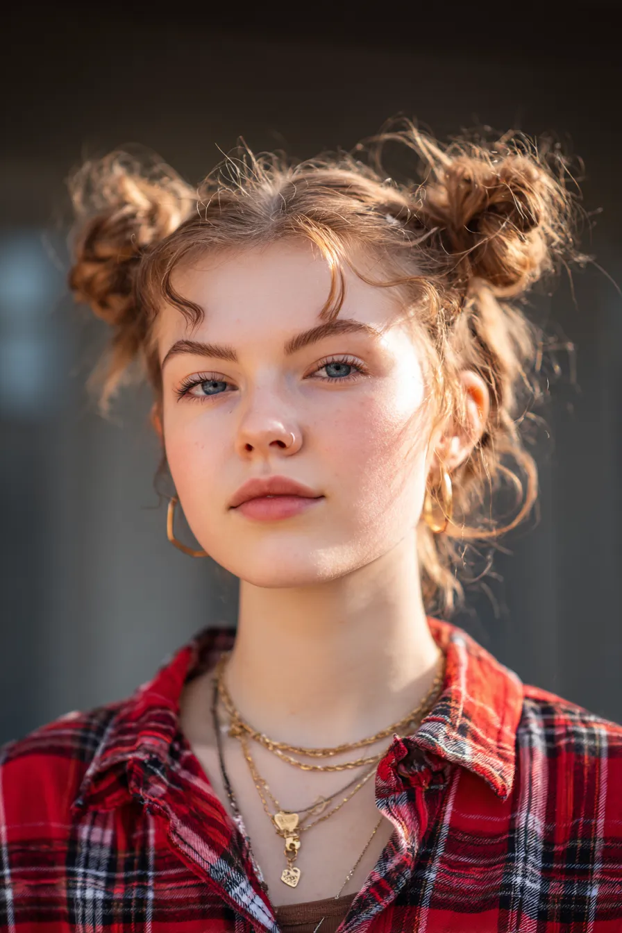 Playful Double Messy Buns