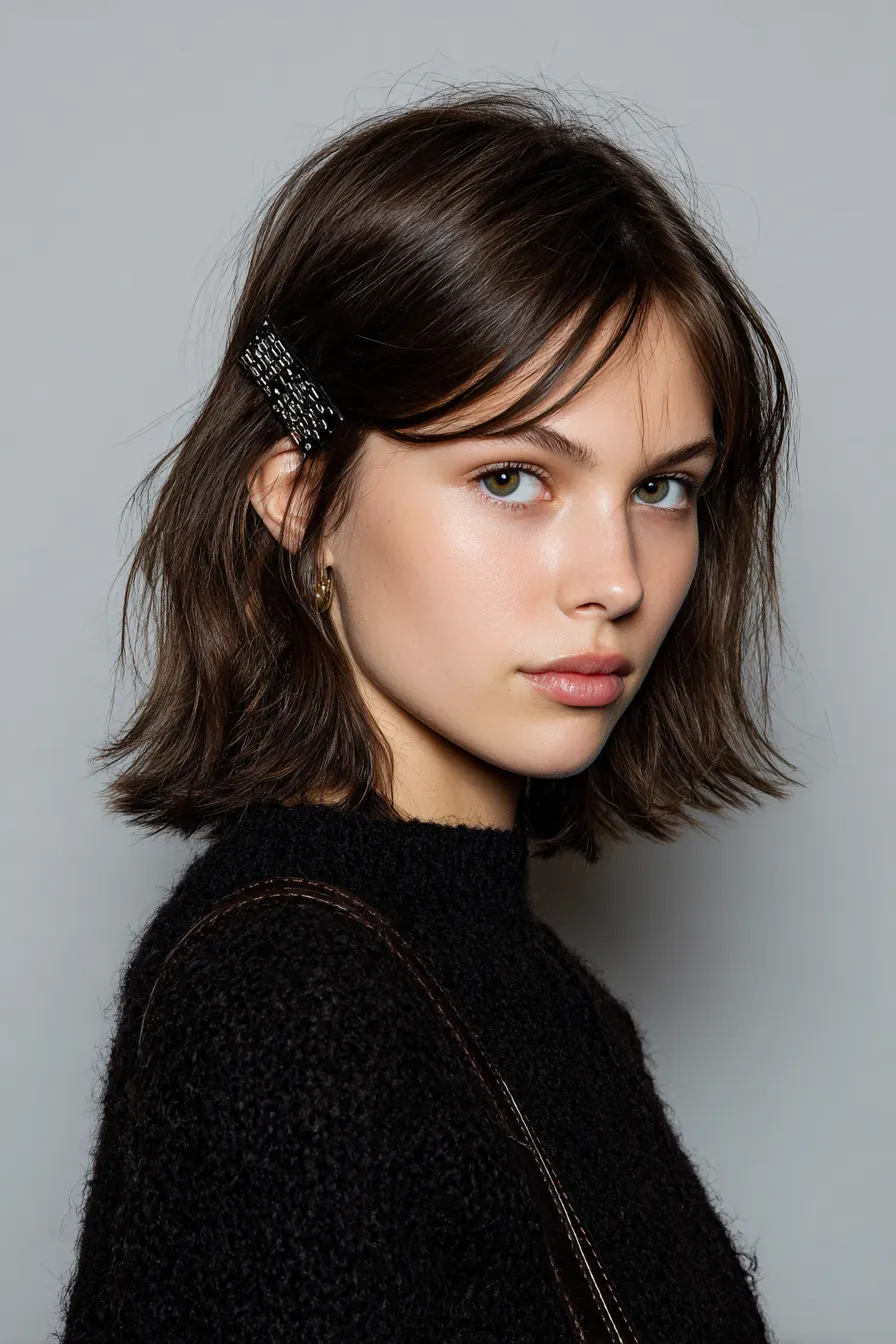 Sleek Micro-Layered Bob with Baby Fringe