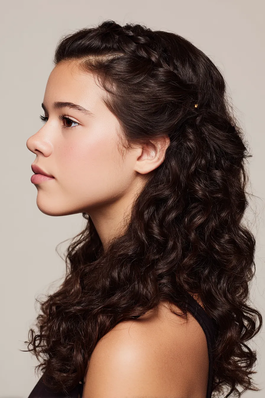 Twisted Braid Crown with Voluminous Curls