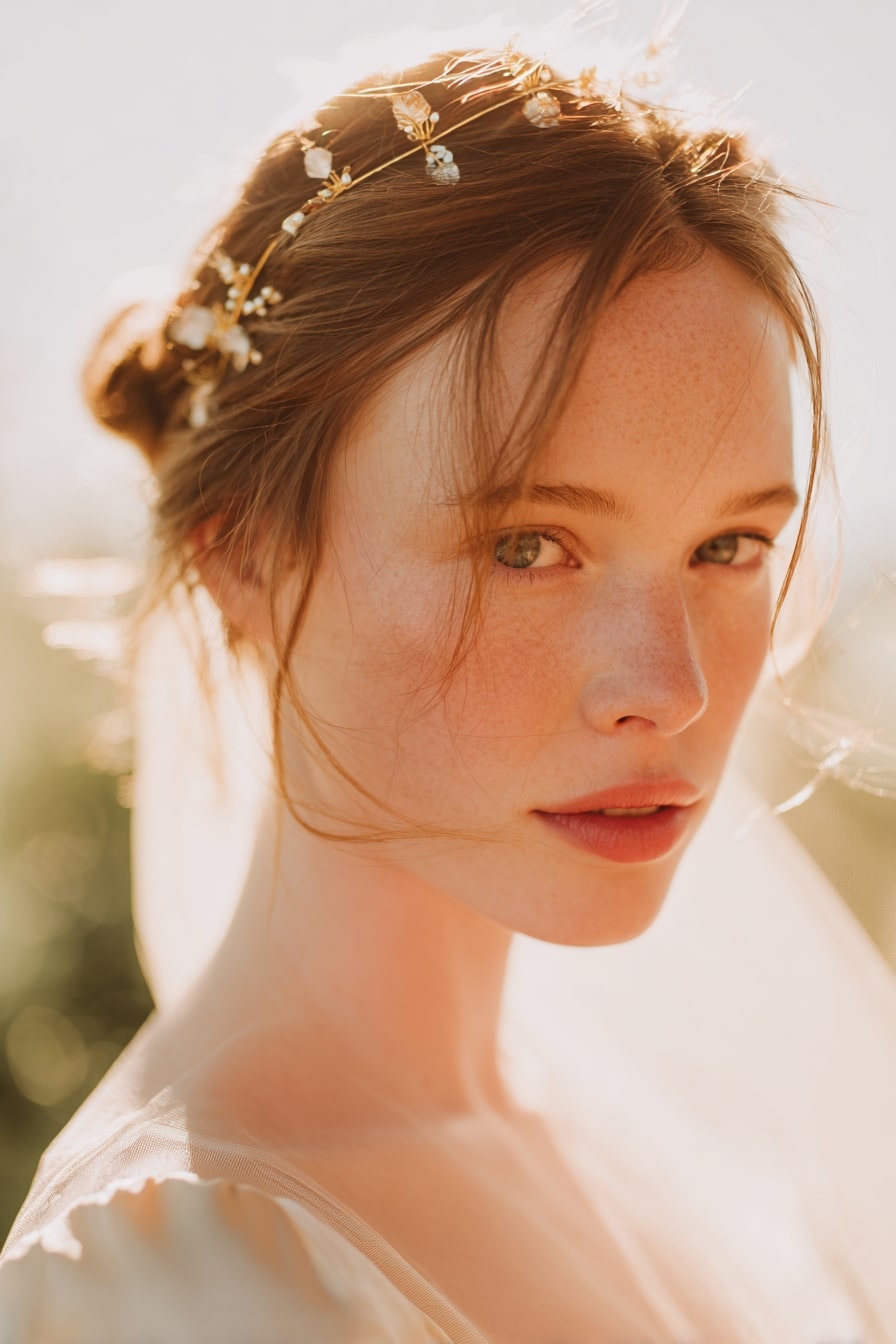 5. The Serene Halo Bun – Western Bridal Look