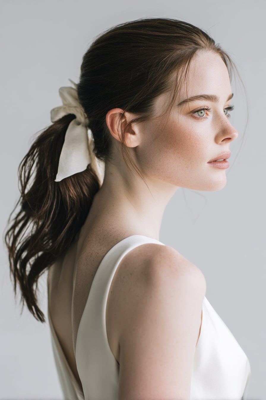 11. The Textured Ribbon Ponytail – Western Bridal Look