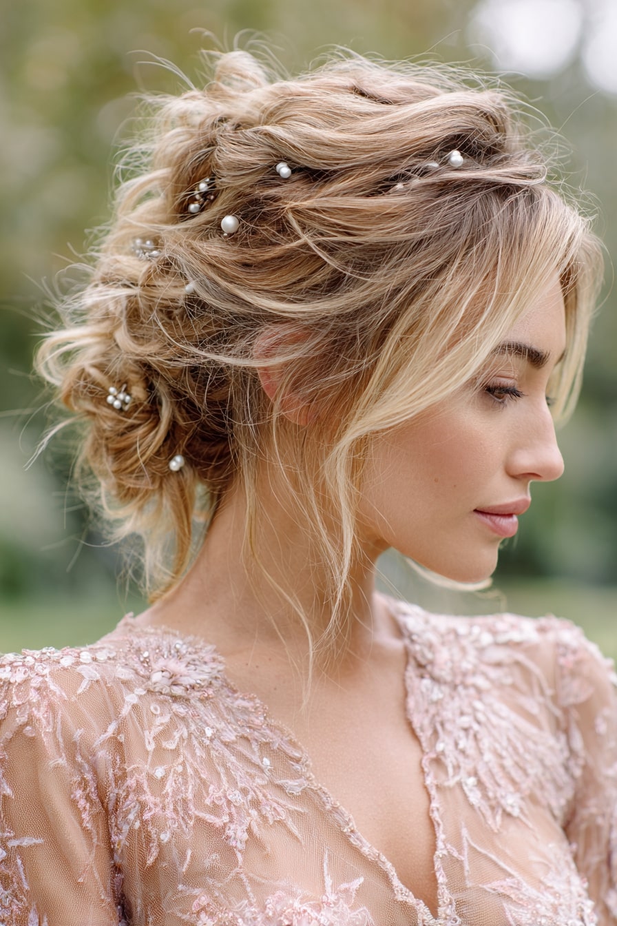 1. Whimsical Twisted Bun – Boho Fairytale Charm