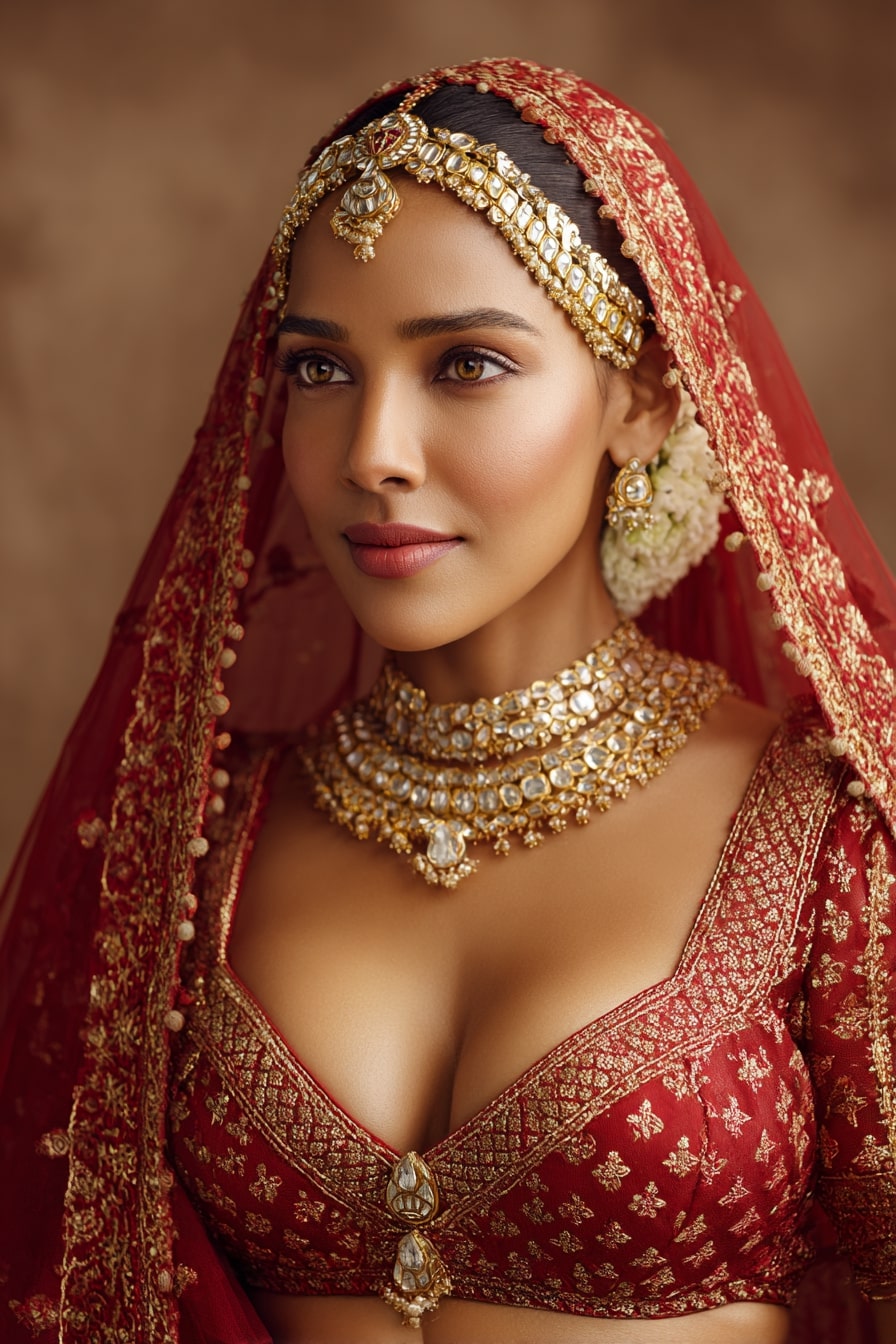 4. The Regal Dupatta Bun – Indian Bridal Look