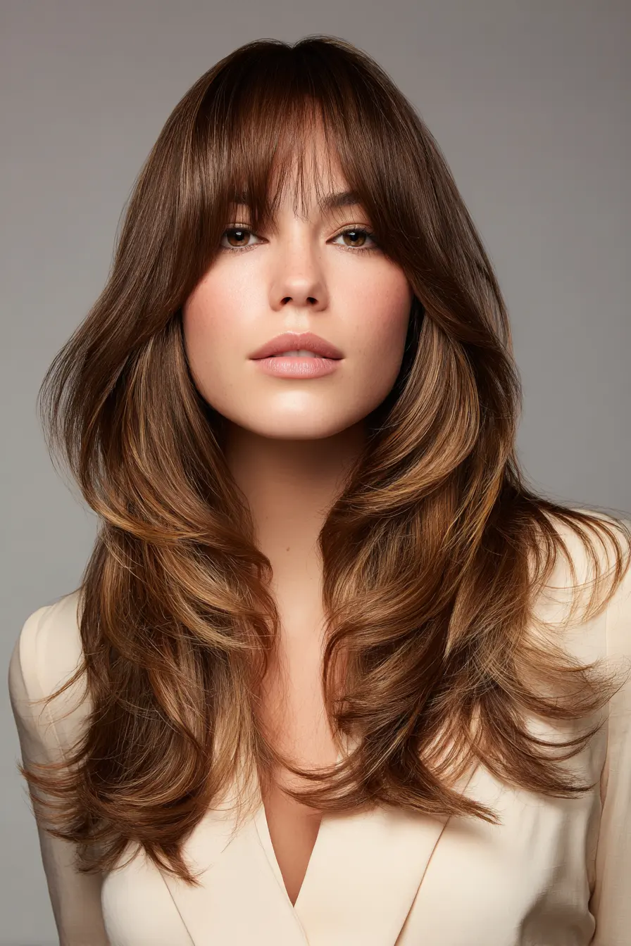 Glossed Layered Flow with Curtain Fringe