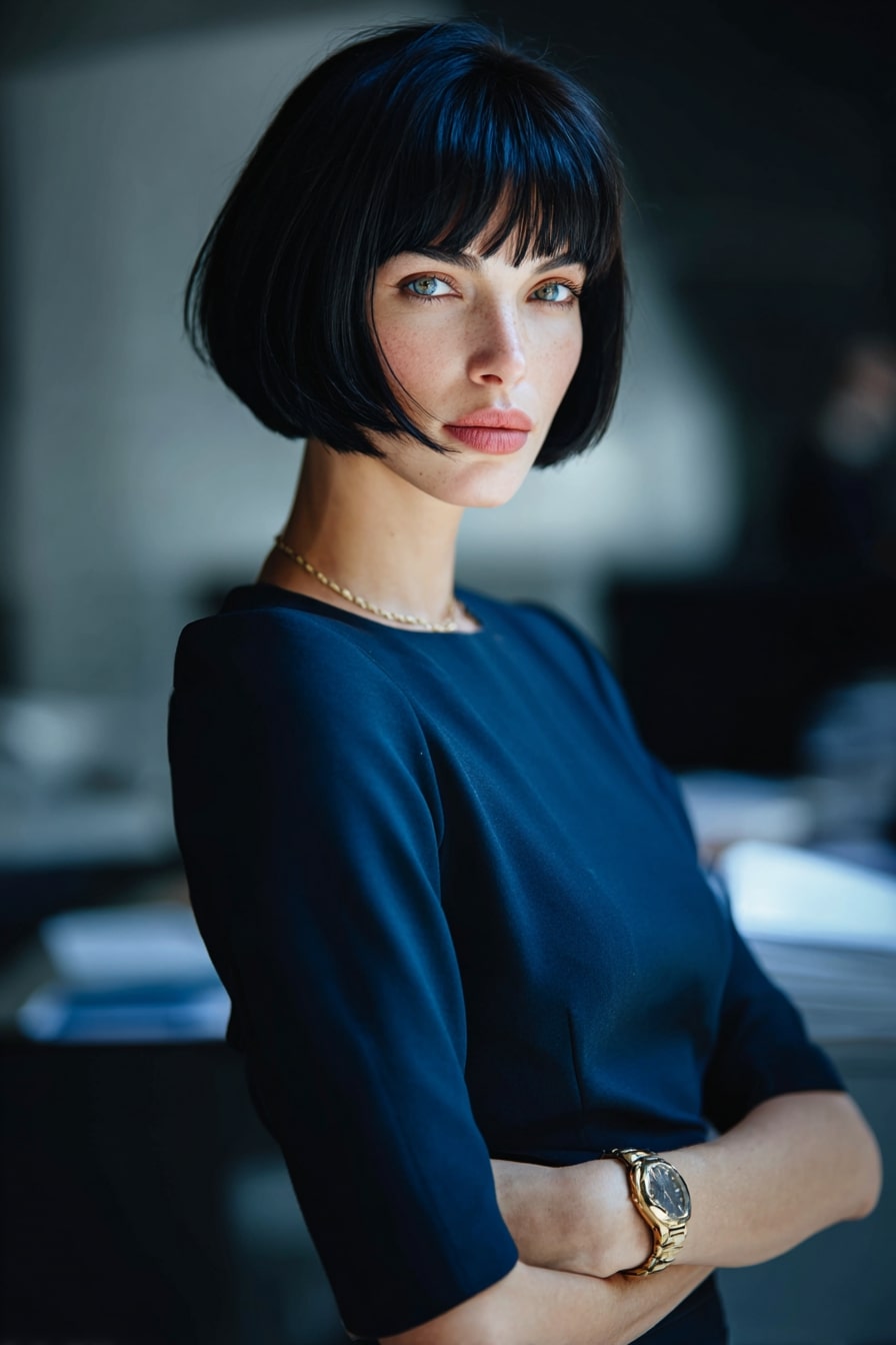 The Sculpted Bob with Side Bang – Understated Drama for the Boardroom