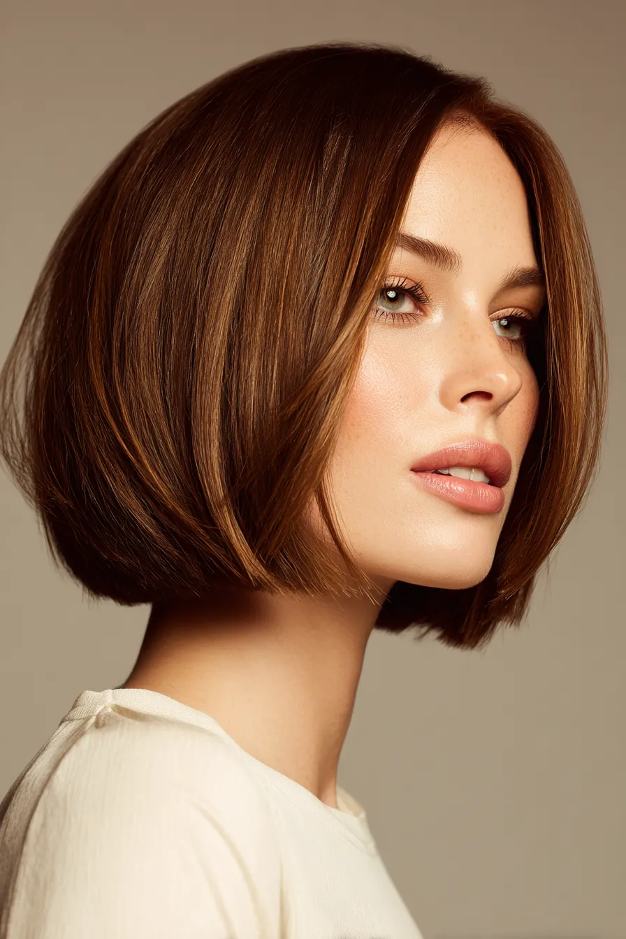 Sculpted Chestnut Bob