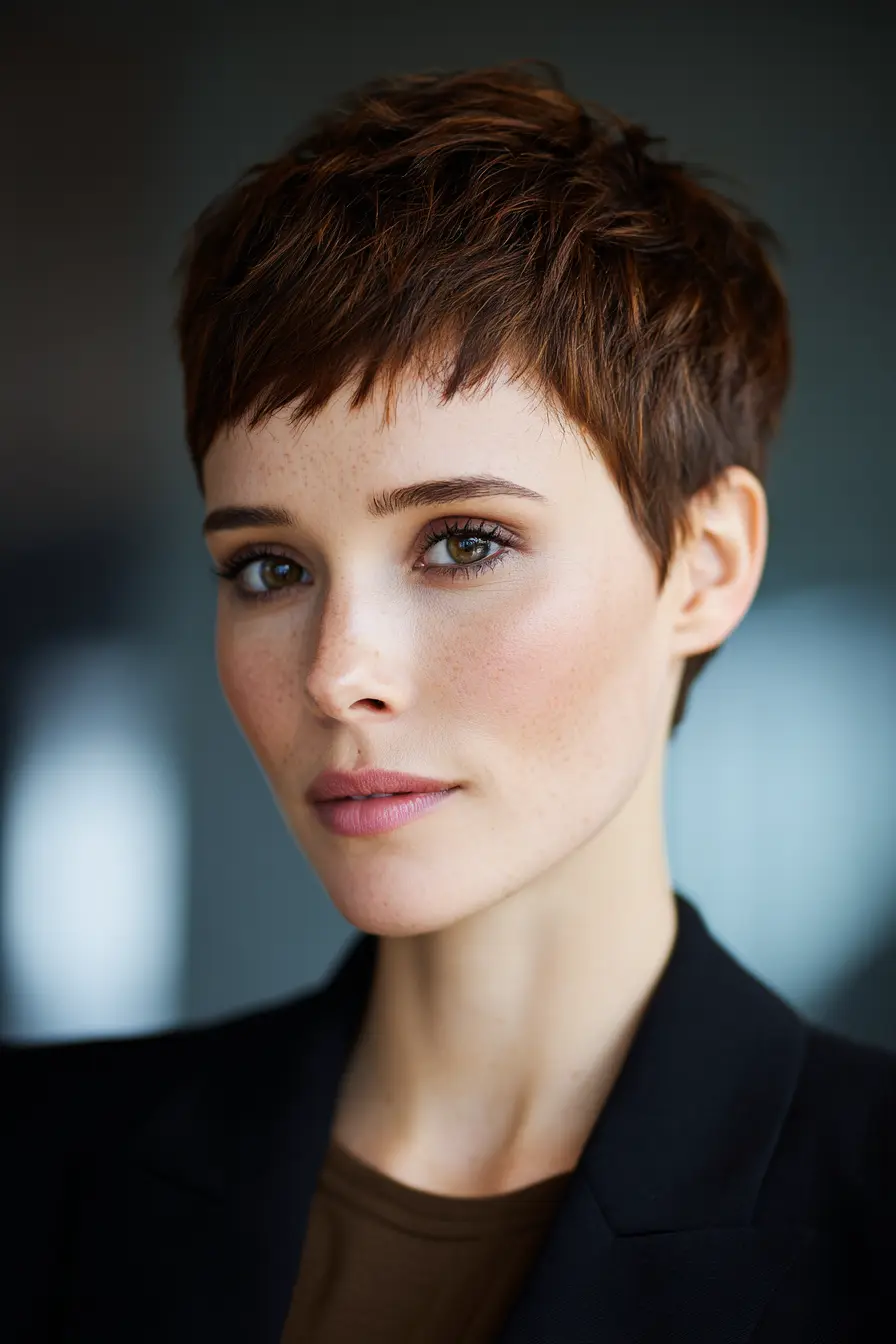 Tapered Pixie with Micro Curtain Fringe