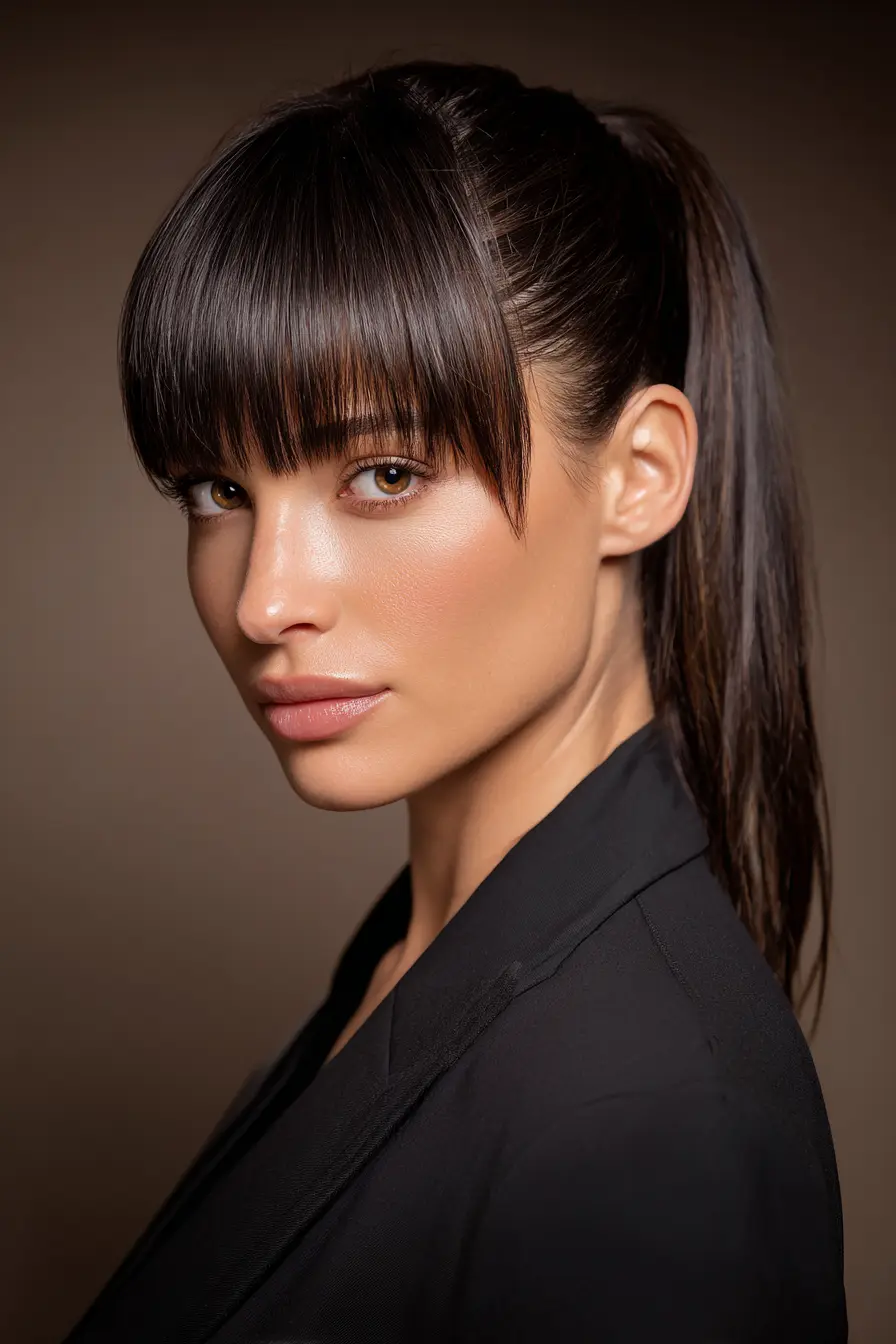Sleek Pony with Structured Fringe