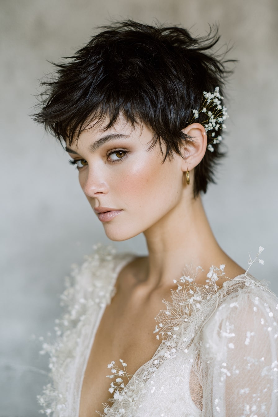 4. Ethereal Bloom Pixie – Feathery Texture with Botanical Placement