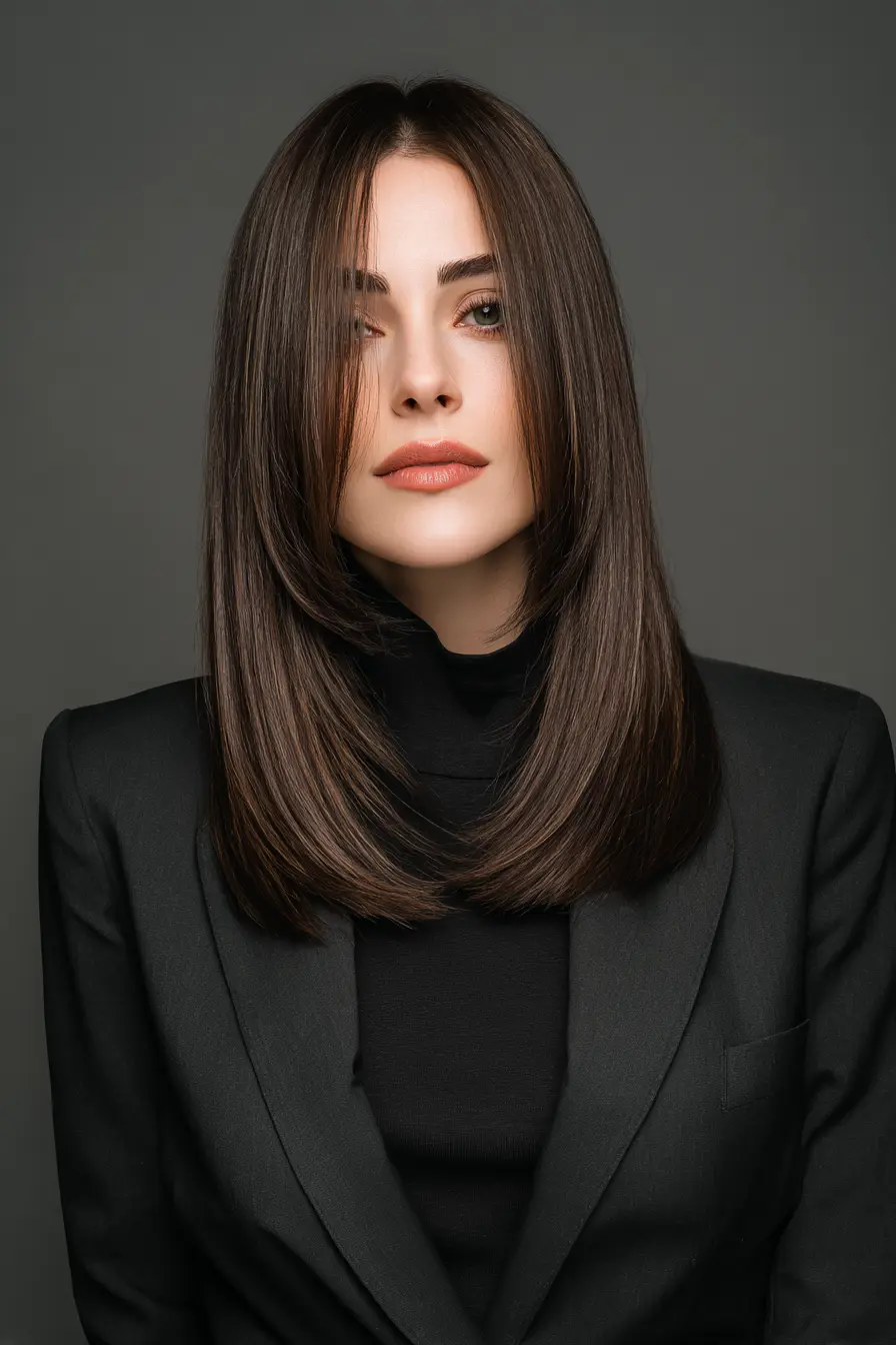 Sleek Contoured Length with Curtain Fringe