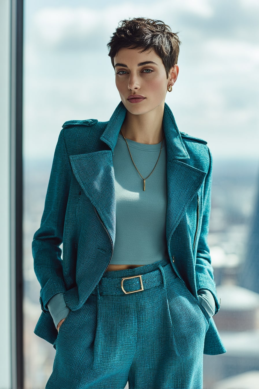 Urban Clarity – The Cropped Jacket and Wide-Leg Pant Set