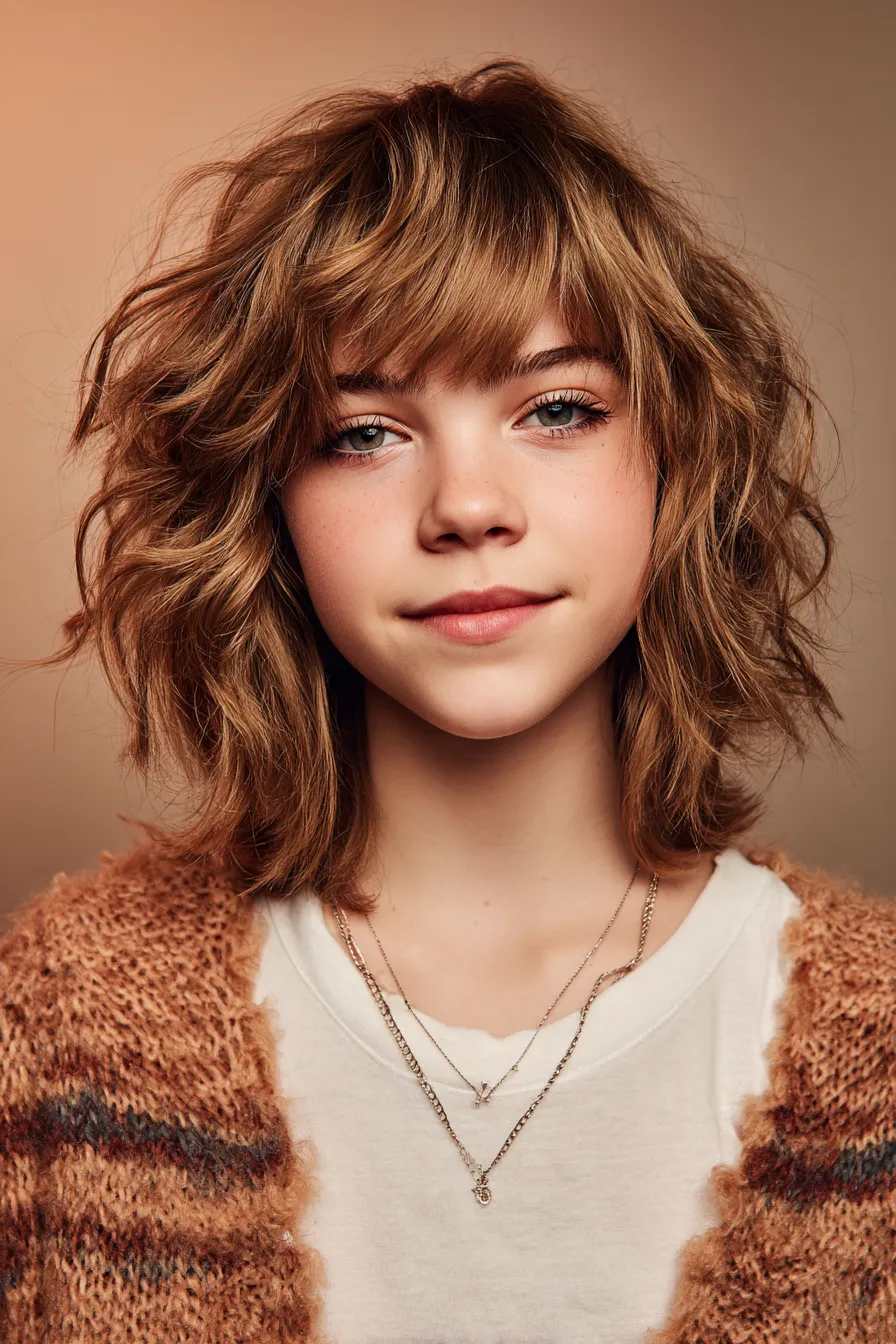 Tousled Shag Bob with Airy Fringe