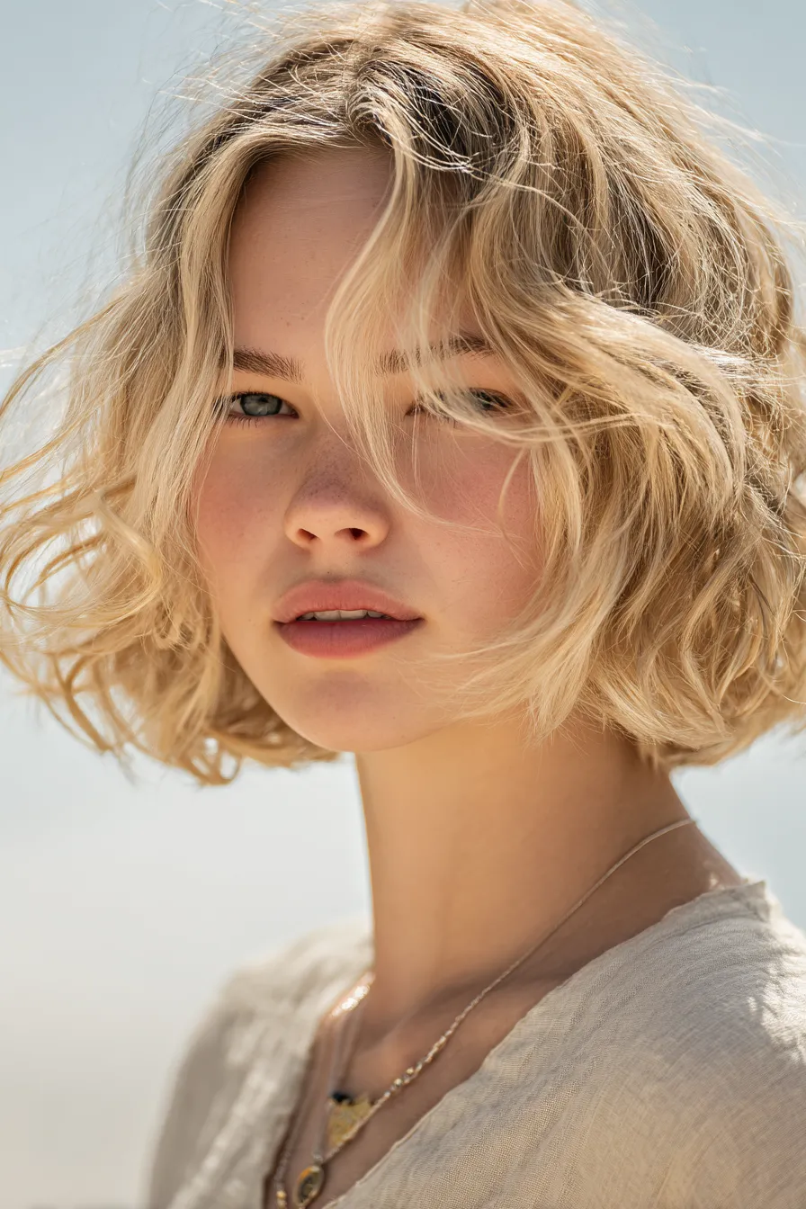Sun-Kissed Wavy Blunt Bob