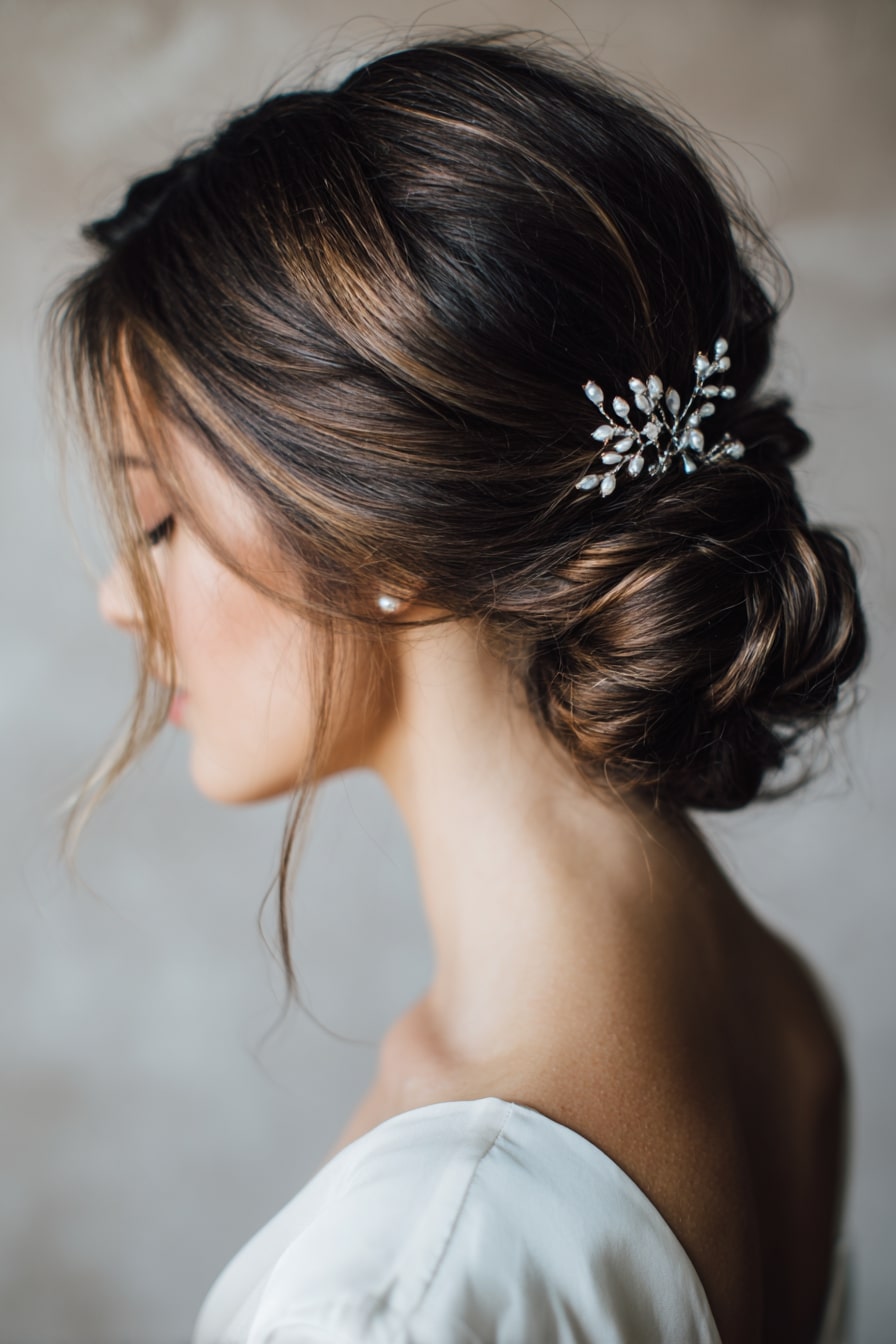 8. The Ethereal Bun — Twisted Low Bun with Face Tendrils