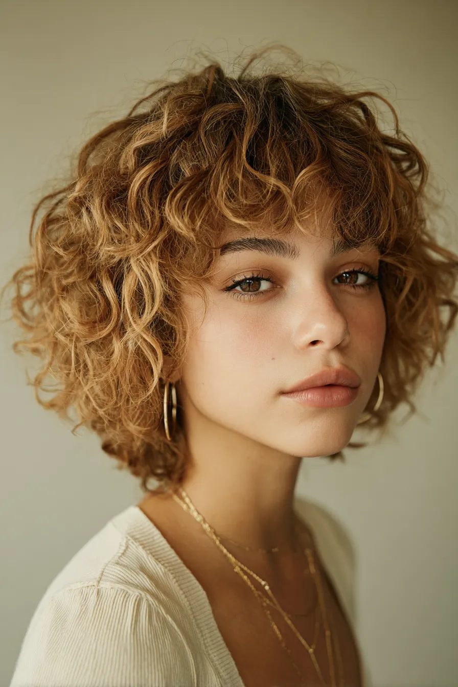 Curly Bob with Full Fringe