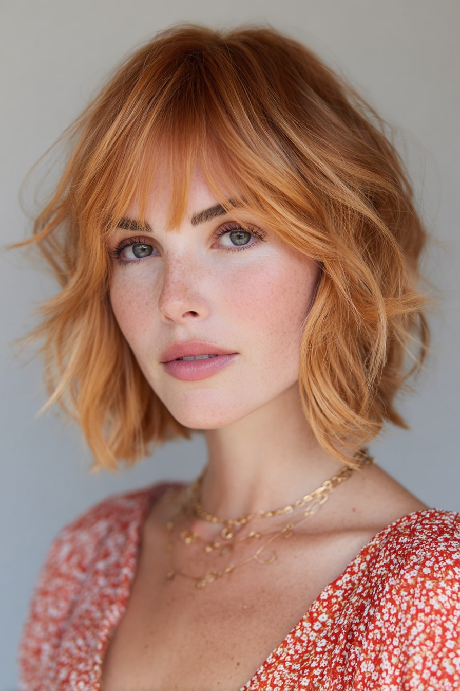 5. Soft Layered Bob with Bangs “Bloom Light”