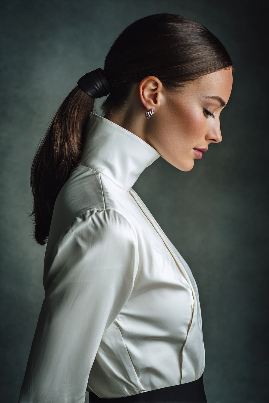 6. Sleek Pony Tail Wrap Sculptural Grace