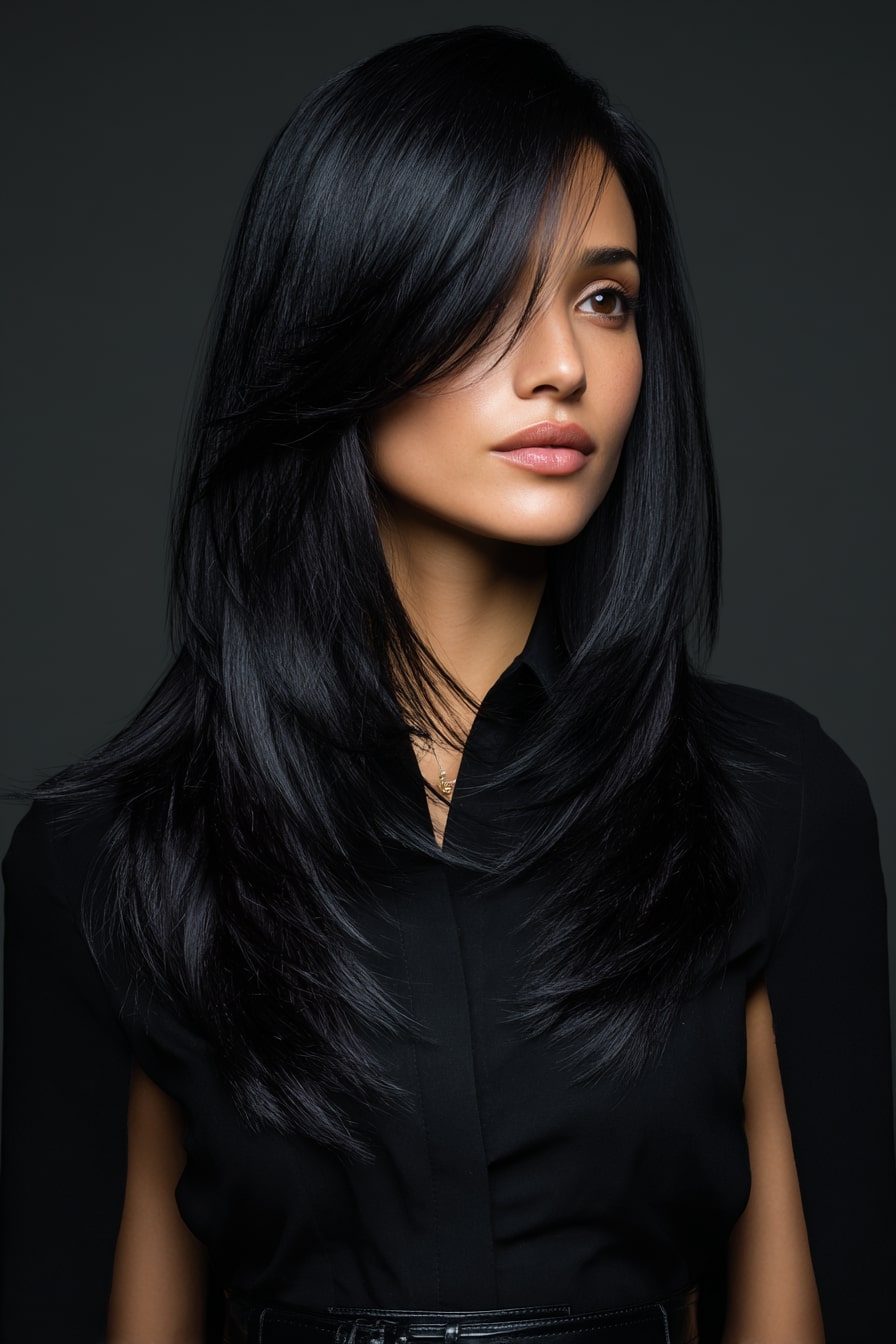 The Midnight Layer – Feather Cut with Subtle Shadow Tones