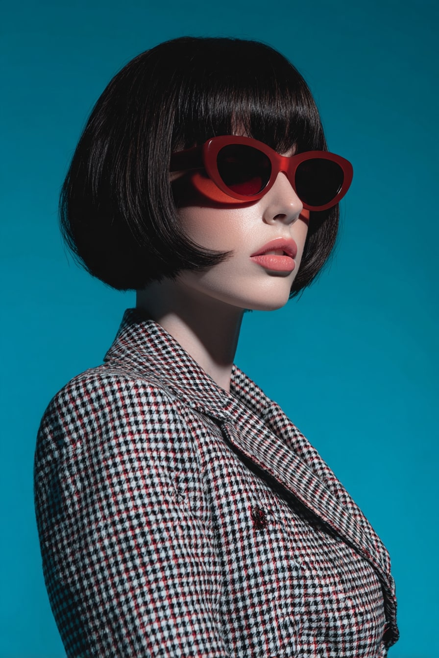 8. Voluminous Bob with Bangs Vintage Power