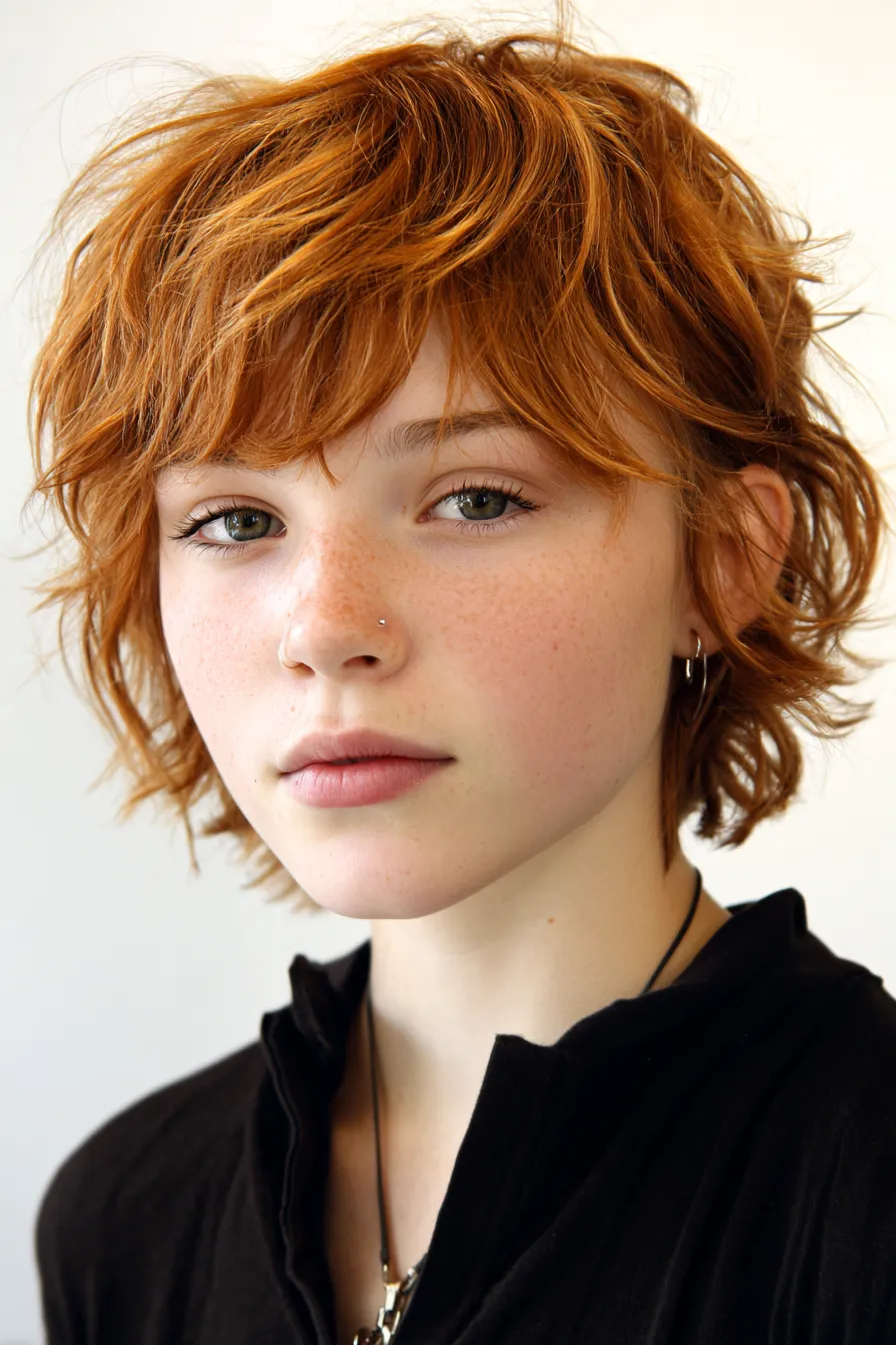 Short Textured Bob with Wispy Fringe