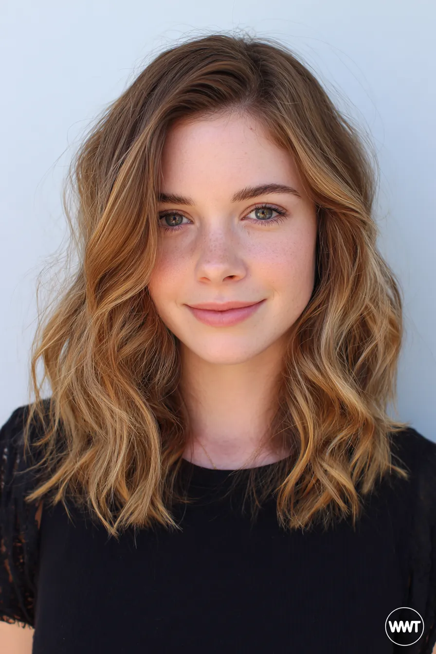 Soft Wavy Lob with Side Part