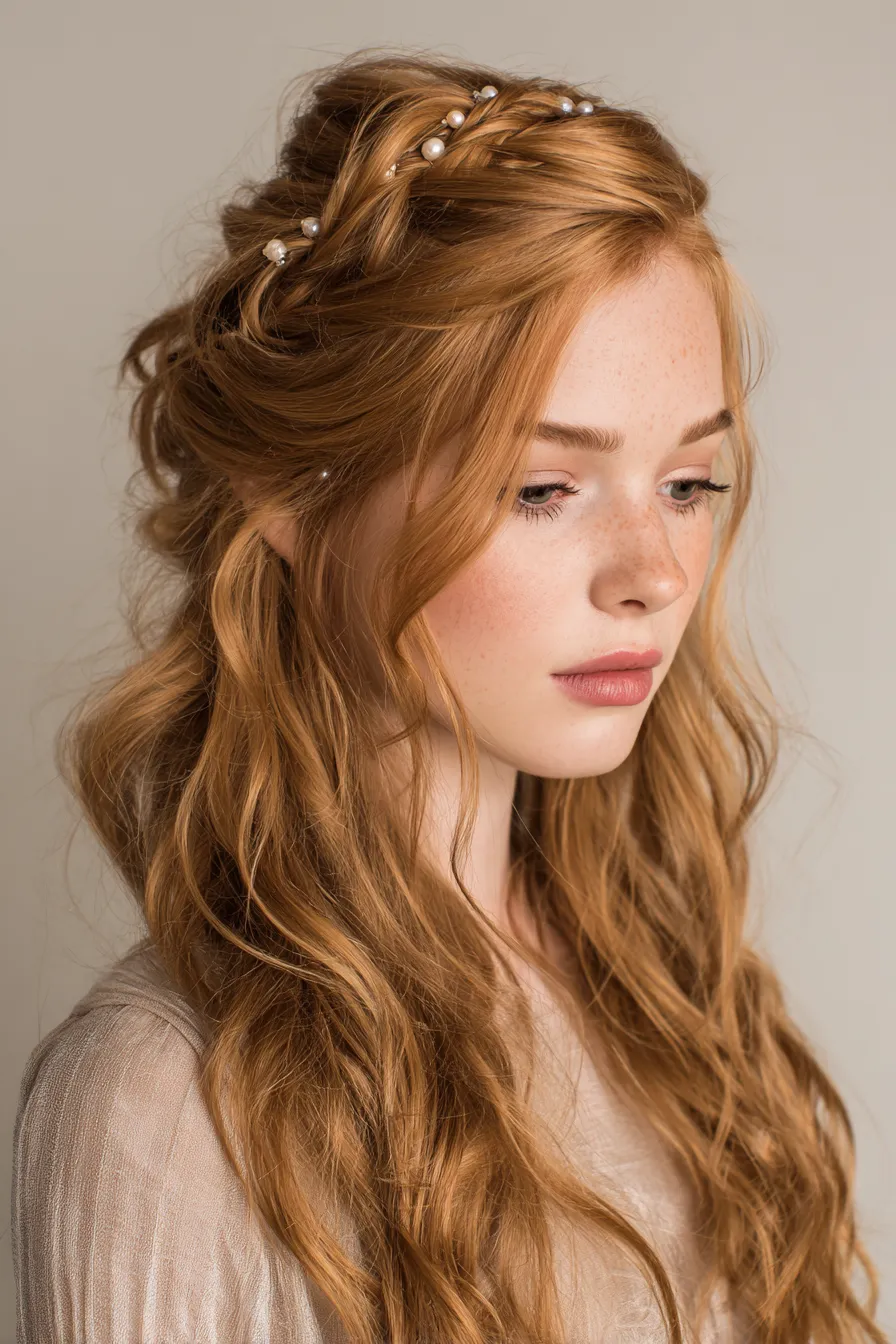 Soft Romantic Half-Up with Wrapped Braids