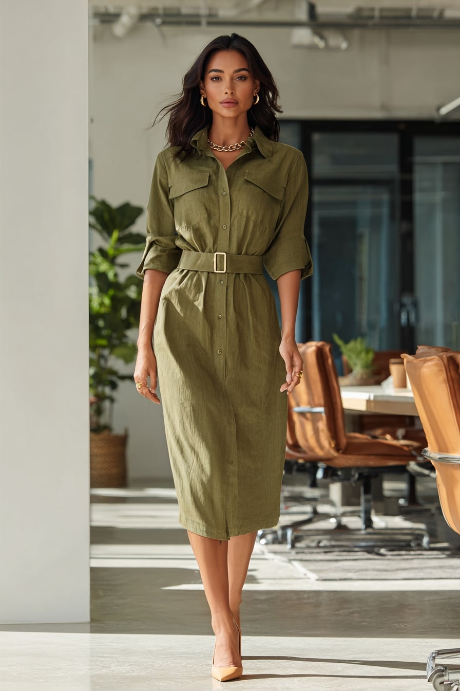 9. Contemporary Calm Powder Blue Shirt & Light Gray Trousers (Men’s)